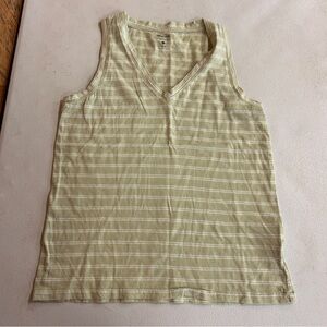 100% Cotton Madewell Yellow-Green Striped Tank Top - Size S